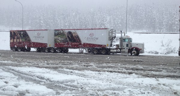 Denbow Winter Driving Safety - Transport truck driving in snow