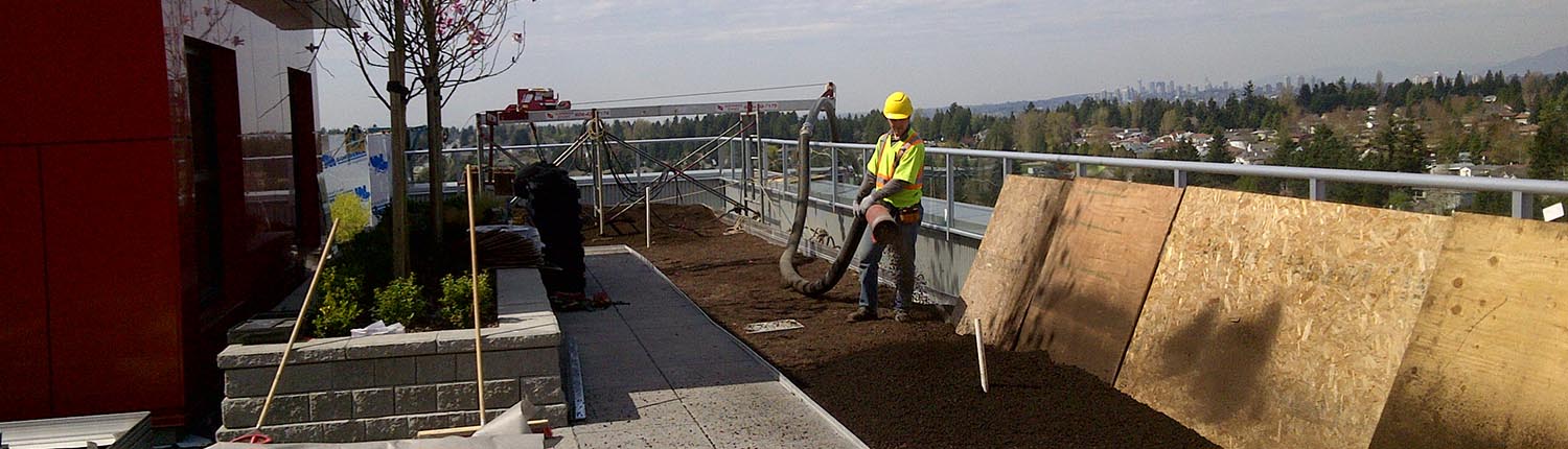 Green roof soil installation