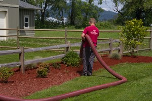 Mulch installation with blower