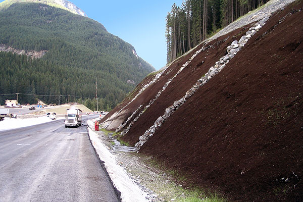 Slope stabilization services beside a canadian highway