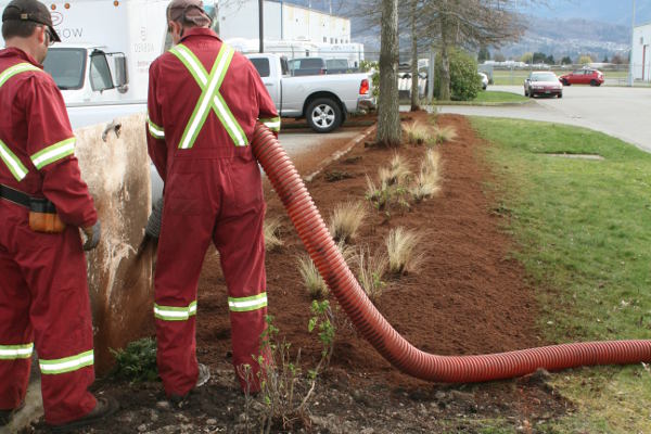 blowing bark mulch