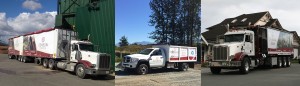 various sizes of Denbow bulk transport trucks