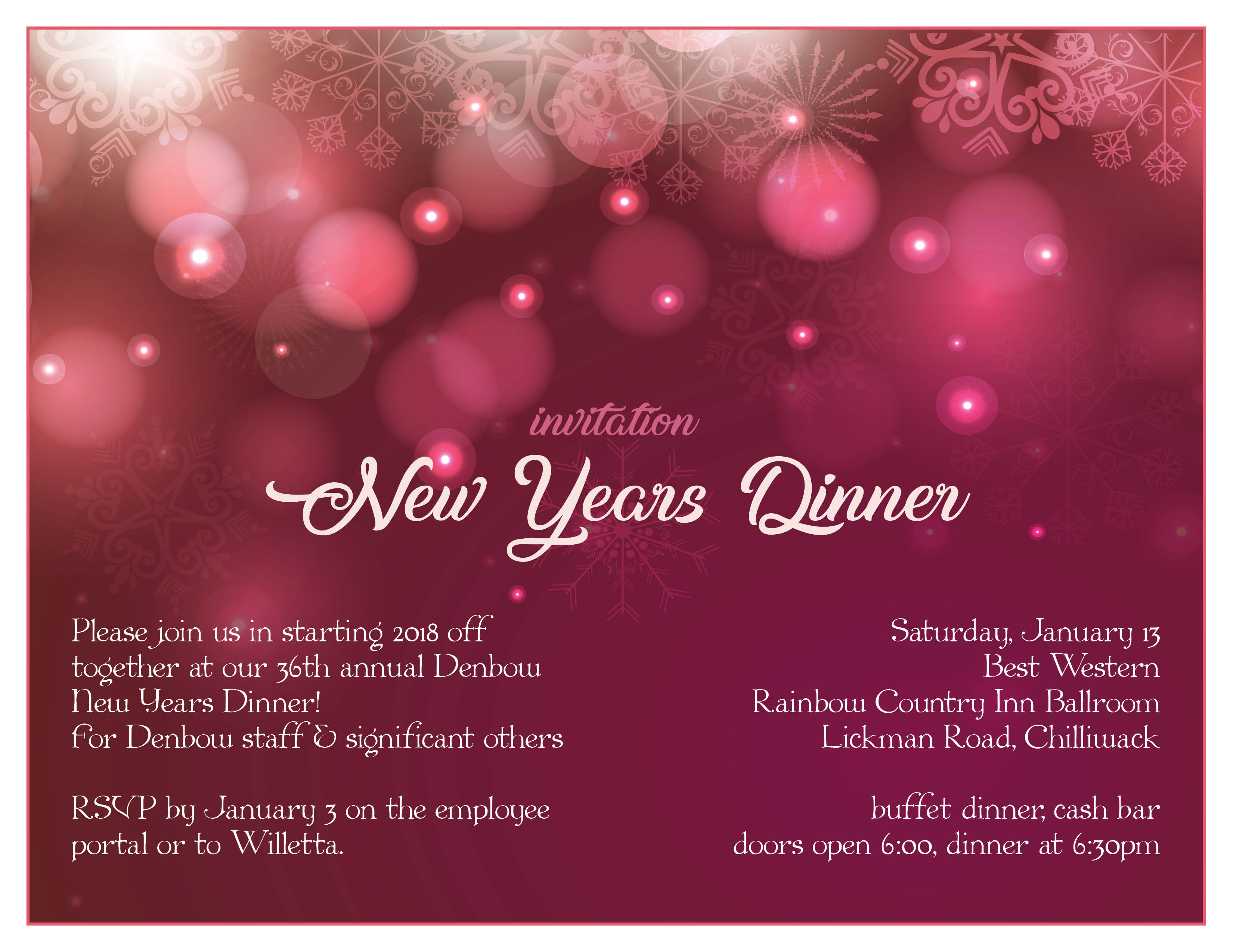 2017 new years dinner invitation denbow staff dinner invitation
