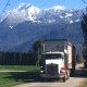 Denbow Transport Truck with snow-covered Mt. Cheam in background