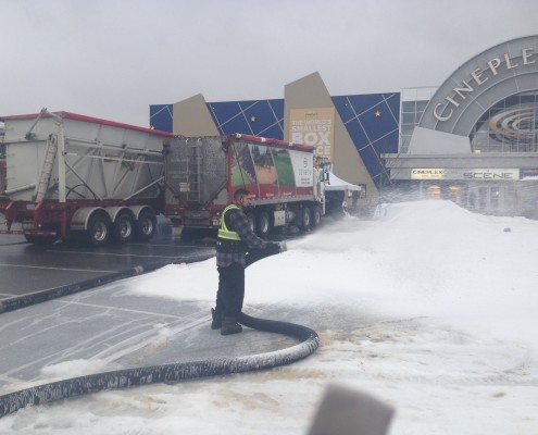 Mercedes commercial | Snow blowing on set