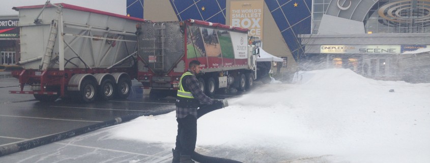 Mercedes commercial | Snow blowing on set