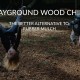 wood chips are the better ground cover to rubber mulch on playgrounds