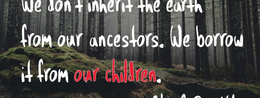 We don't inherit the earth from our ancestors. We borrow it from our children. Chief Seattle