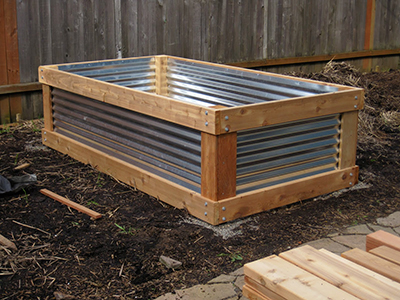 corrugated metal garden bed