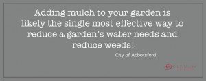 adding mulch to your garden is likely the single most effective way to reduce a garden's water needs and reduce weeds. Quote by the city of Abbotsford