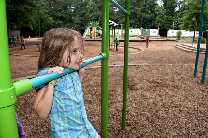 playground safety - girl on bars