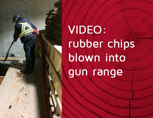 blowing rubber chips gun range