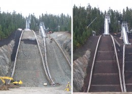 olympic ski jump construction slope stailbilzation vegetation